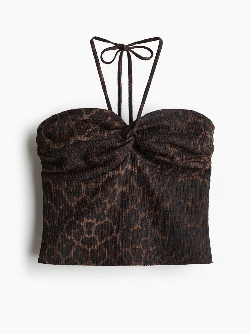 H&M Leopard Print Strapless Halter Crop Top sz M